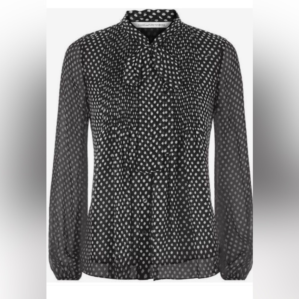 Diane Von Furstenberg Marjorie Silk Tie Blouse.